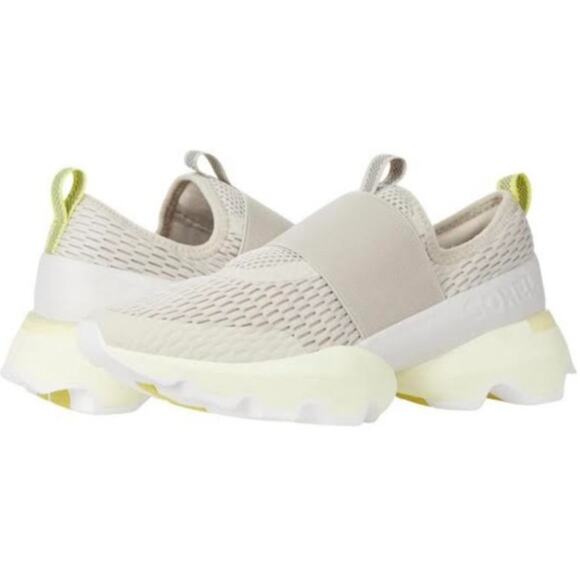 SOREL Kinetic Impact Strap Sneaker 10 Gray Chalk Lime Yellow Slip On Comfort - Picture 2 of 8